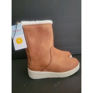 New w/Tag Cat & Jack Girls Youth Size 1 Faux Fur Bown Mid Calf Zip Up Boots